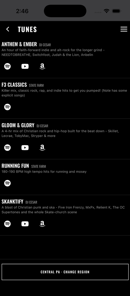 Tunes screen browsing region playlists